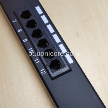 1U 12 portas patch panel gerenciamento de cabo disponível